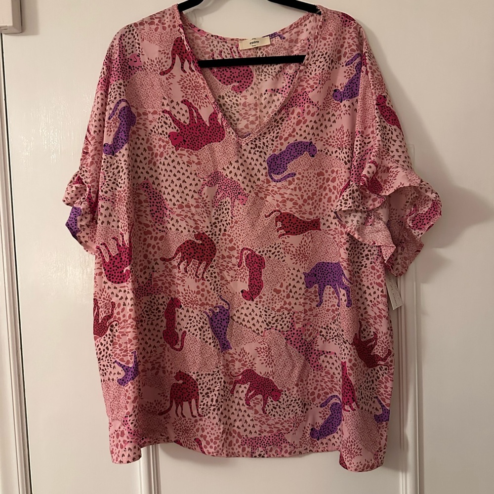 Cute Cheetah Print & Tiger Pink Blouse